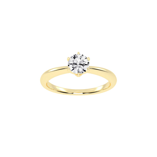 Solairista Six Prong Round Cut Solitaire Lab Diamond Ring