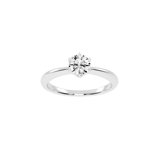 Solairista Six Prong Round Cut Solitaire Lab Diamond Ring