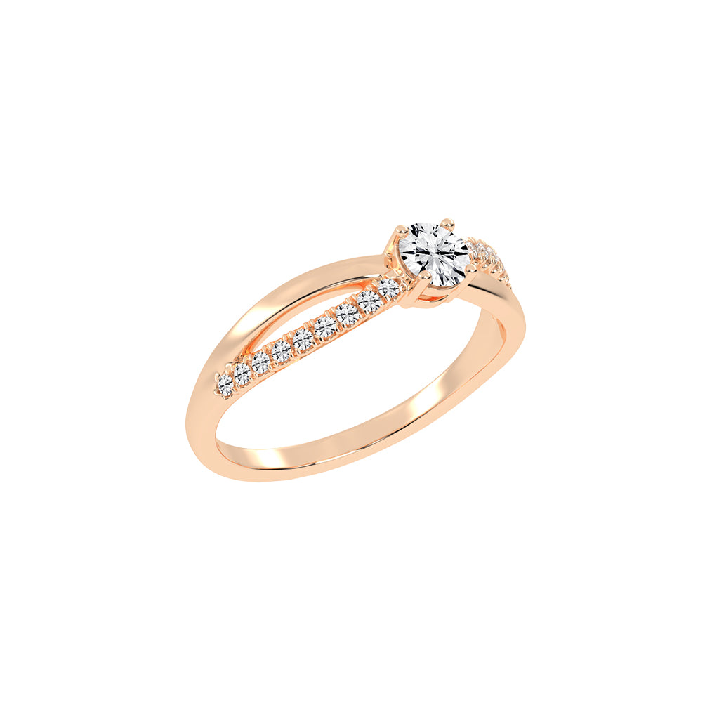 Auresta Split Shank Round Cut Side Stone Lab Diamond Ring