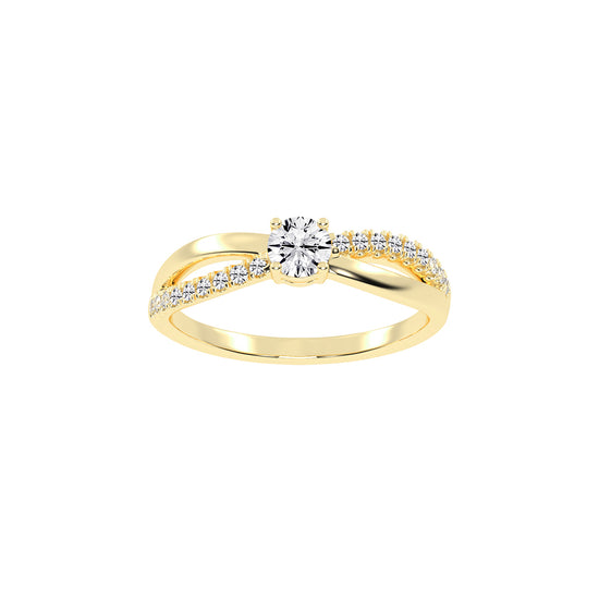 Auresta Split Shank Round Cut Side Stone Lab Diamond Ring