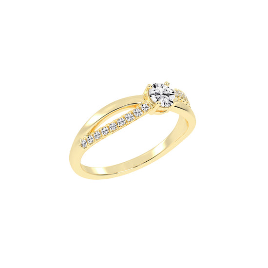 Auresta Split Shank Round Cut Side Stone Lab Diamond Ring