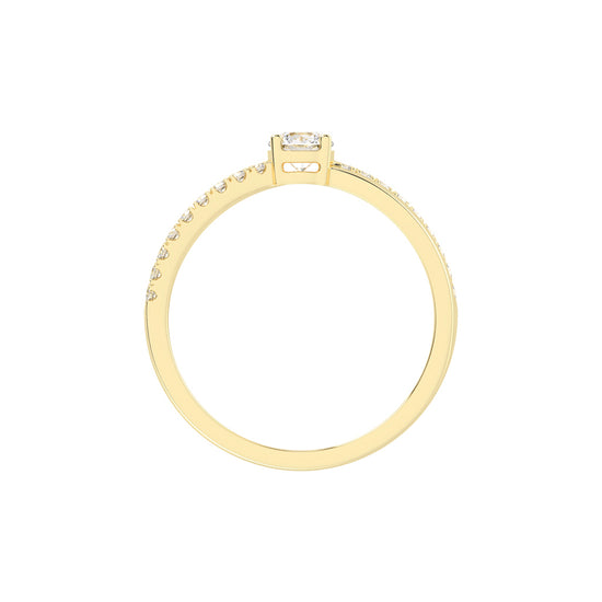 Auresta Split Shank Round Cut Side Stone Lab Diamond Ring