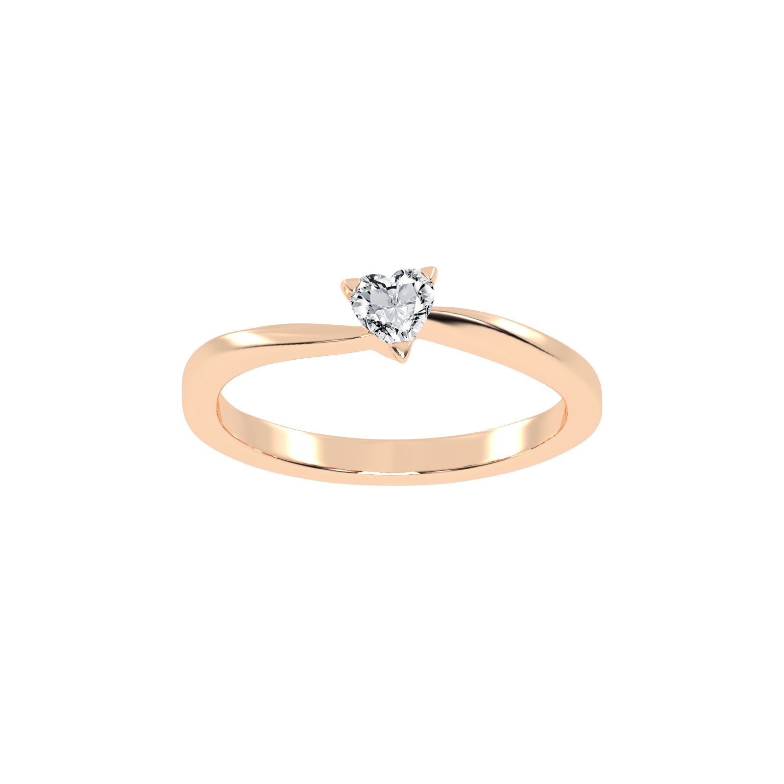 Solantirra three prong heart cut solitaire lab diamond ring