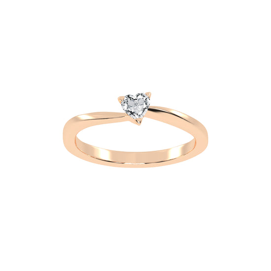 Solantirra three prong heart cut solitaire lab diamond ring
