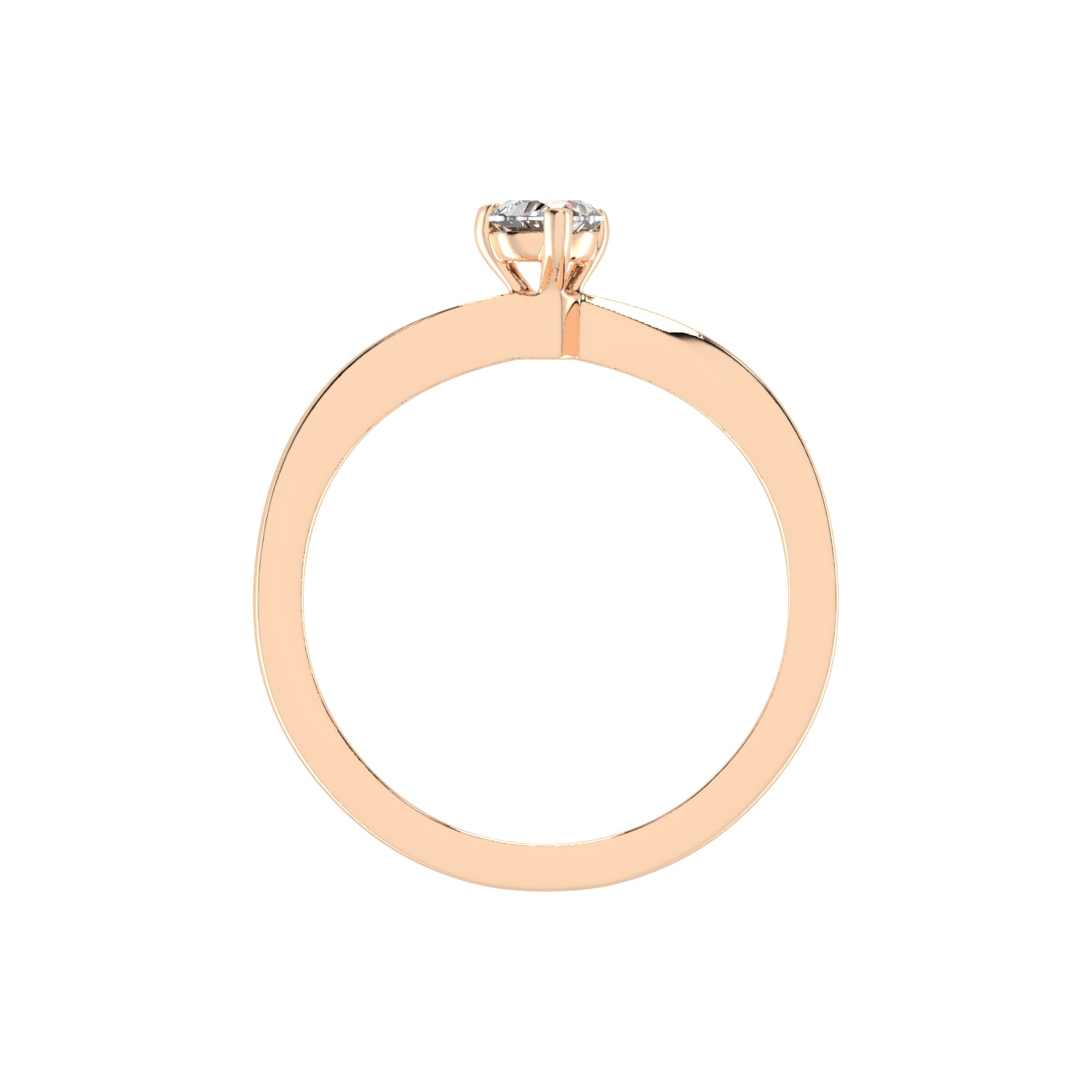 Solantirra three prong heart cut solitaire lab diamond ring