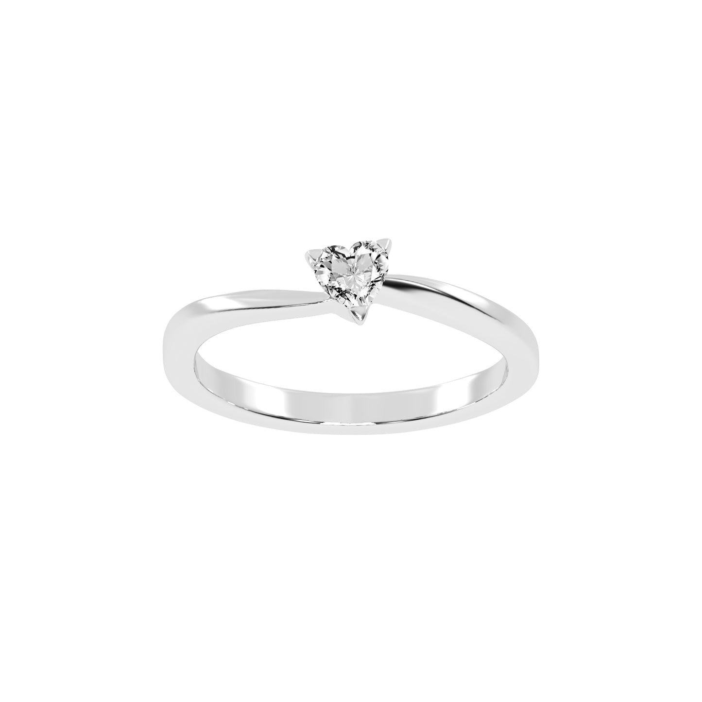 Solantirra three prong heart cut solitaire lab diamond ring