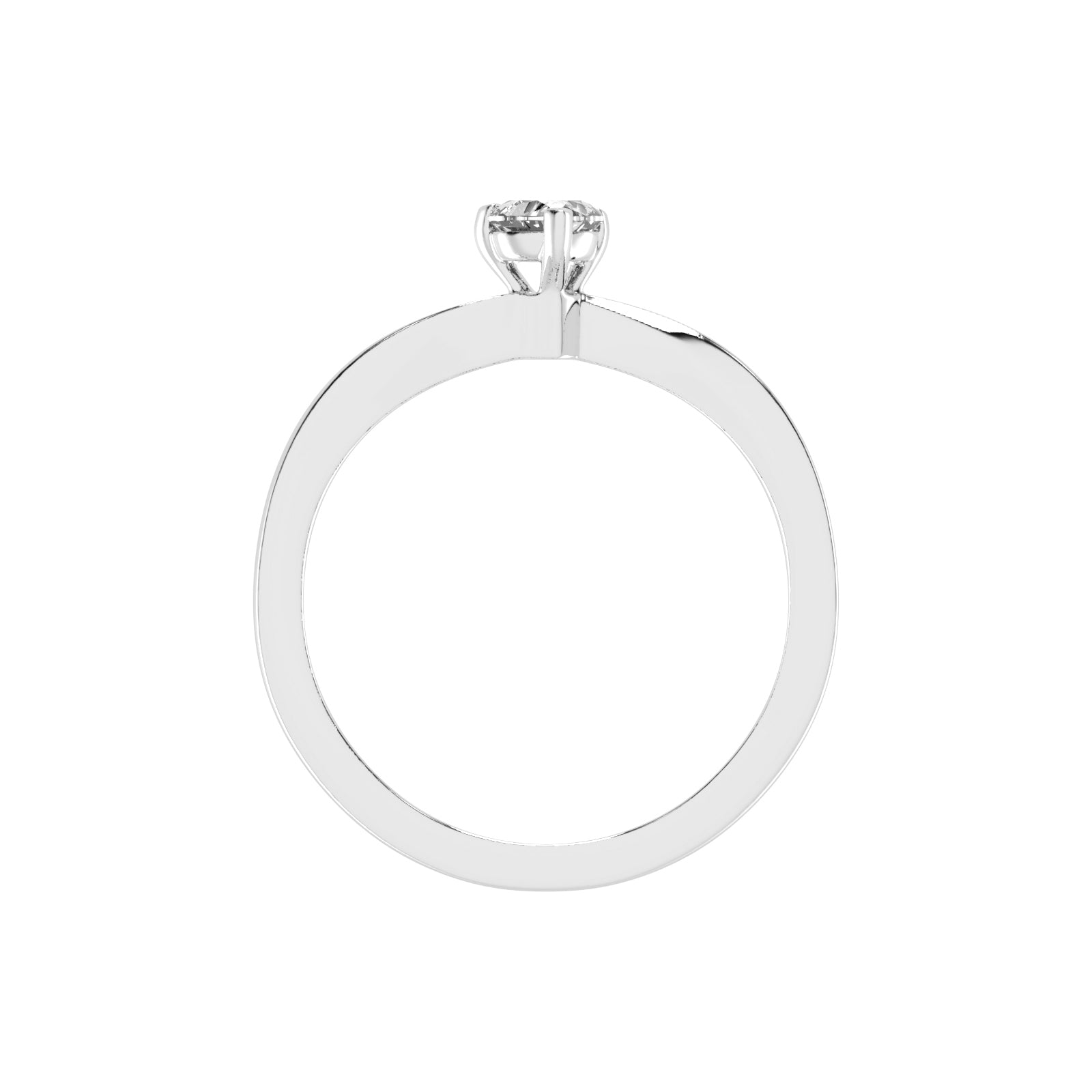 Solantirra three prong heart cut solitaire lab diamond ring