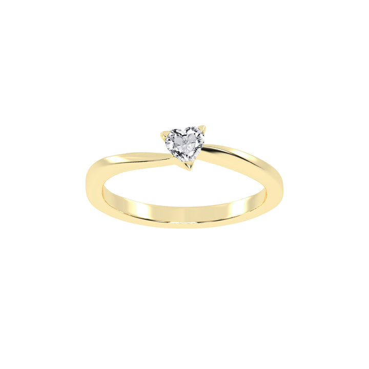 Solantirra three prong heart cut solitaire lab diamond ring