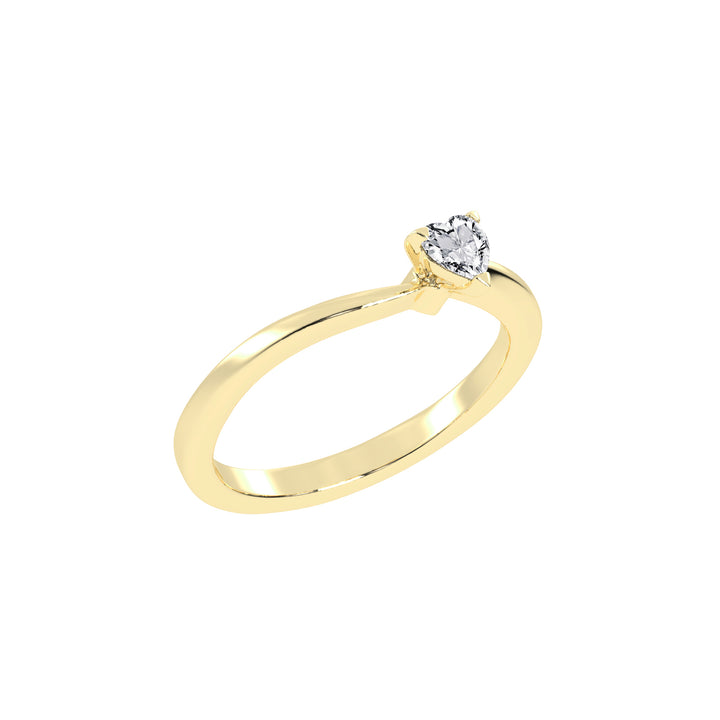 Solantirra three prong heart cut solitaire lab diamond ring