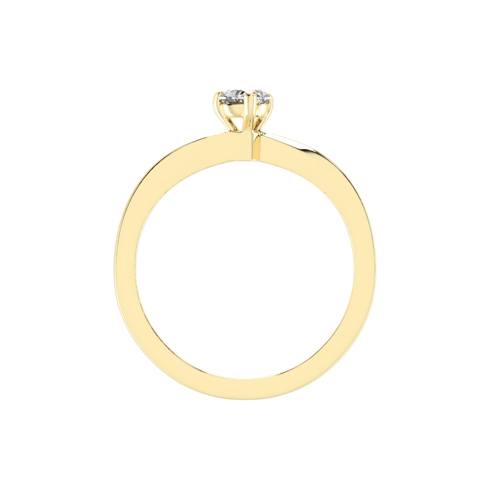 Solantirra three prong heart cut solitaire lab diamond ring
