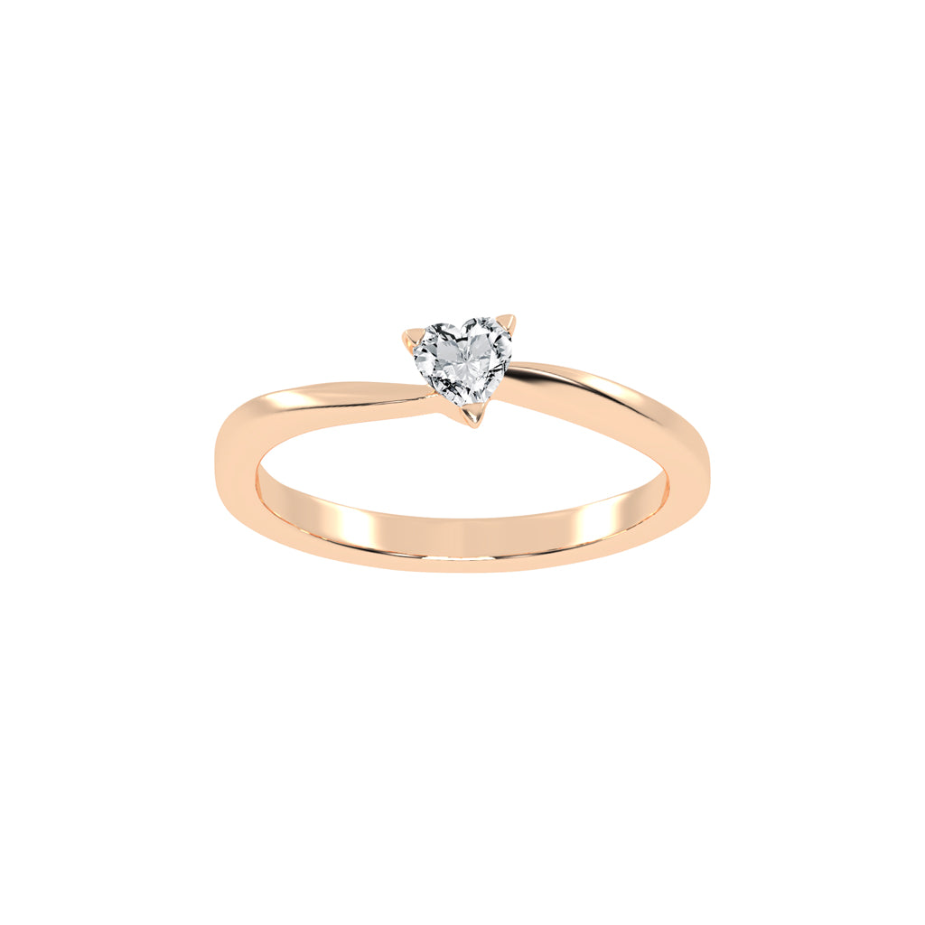 Solantirra three prong heart cut solitaire lab diamond ring