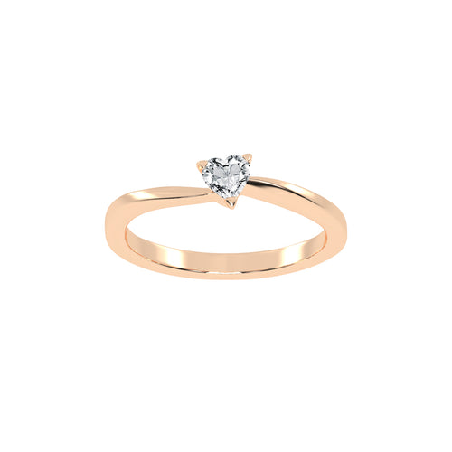 Solantirra three prong heart cut solitaire lab diamond ring