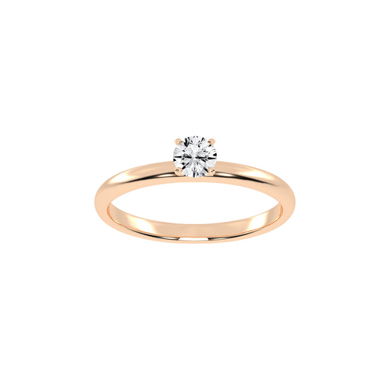 Solivantaire Four Prong Round Cut Solitaire Lab Diamond Ring