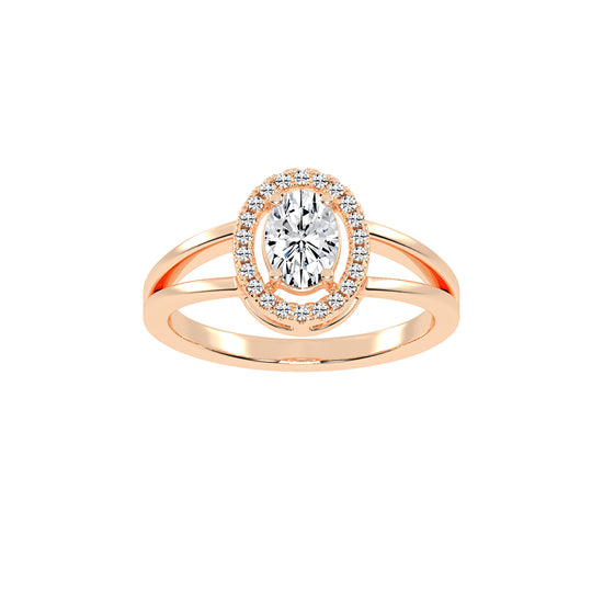 Halivenna Split Shank Oval Cut Halo Lab Diamond Ring