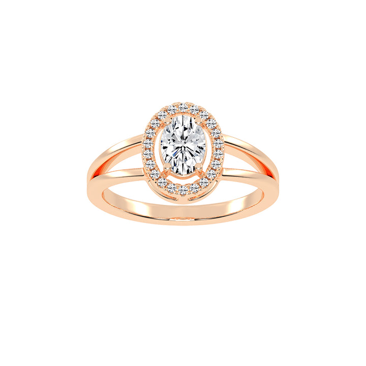 Halivenna Split Shank Oval Cut Halo Lab Diamond Ring