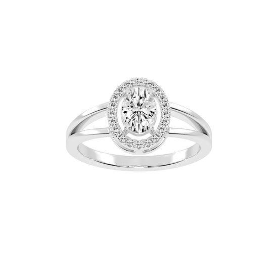 Halivenna Split Shank Oval Cut Halo Lab Diamond Ring