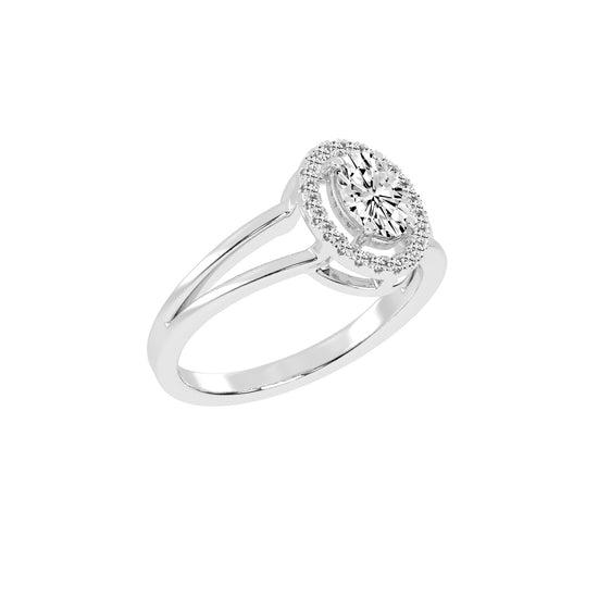 Halivenna Split Shank Oval Cut Halo Lab Diamond Ring
