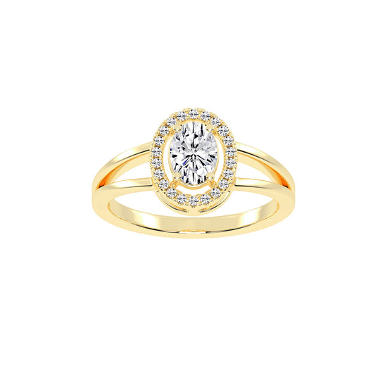 Halivenna Split Shank Oval Cut Halo Lab Diamond Ring