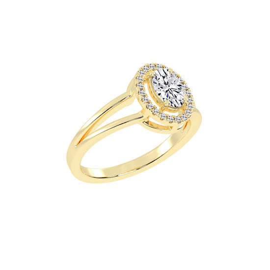 Halivenna Split Shank Oval Cut Halo Lab Diamond Ring