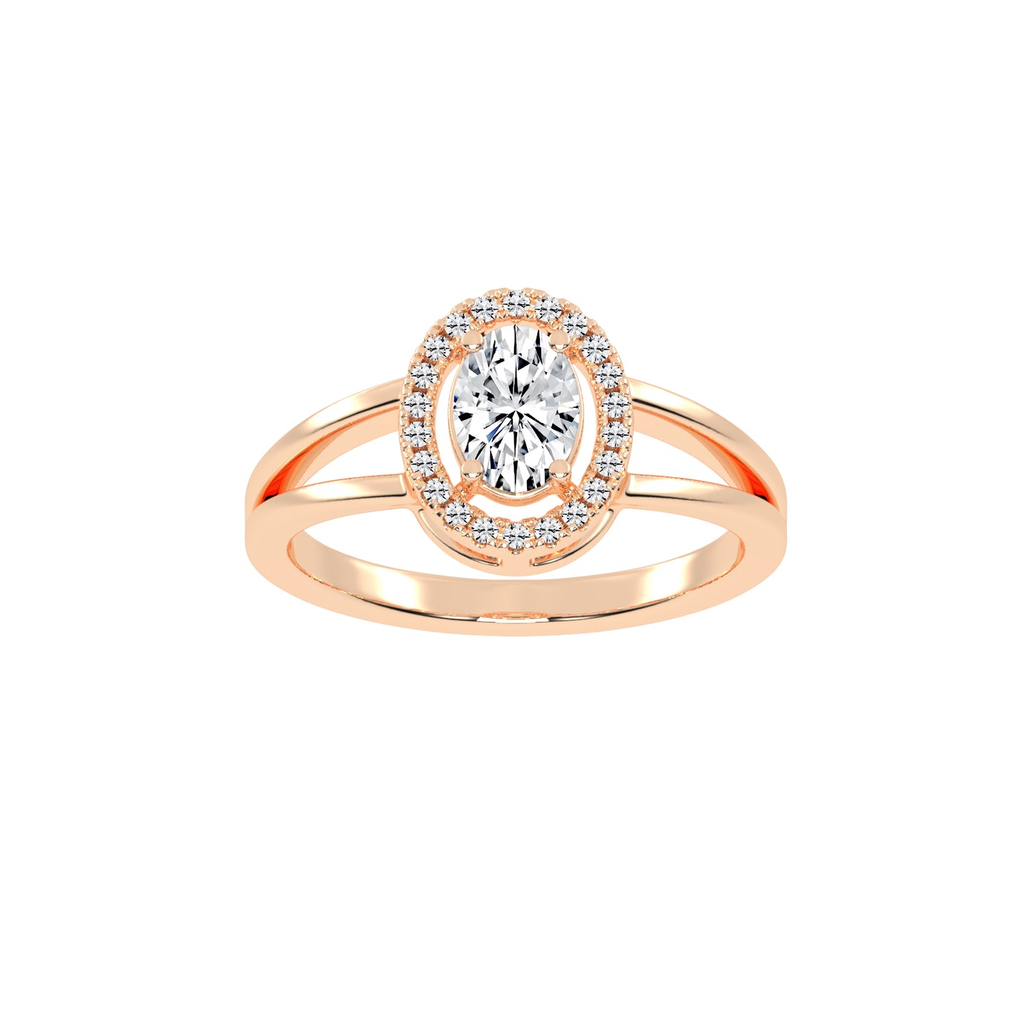 Halivenna Split Shank Oval Cut Halo Lab Diamond Ring