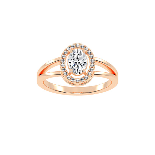 Halivenna Split Shank Oval Cut Halo Lab Diamond Ring