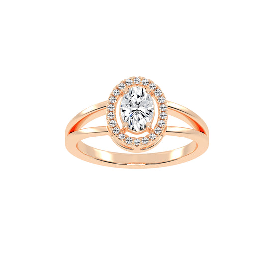 Halivenna Split Shank Oval Cut Halo Lab Diamond Ring