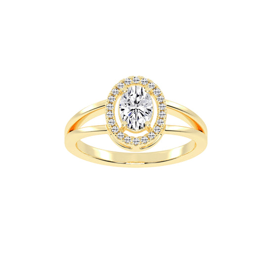 Halivenna Split Shank Oval Cut Halo Lab Diamond Ring