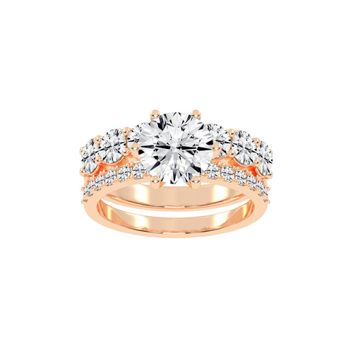 Diamond Blossom Engagement  Wedding Ring Set