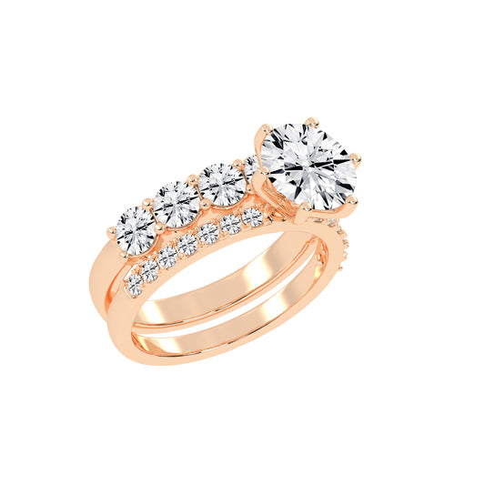 Diamond Blossom Engagement  Wedding Ring Set
