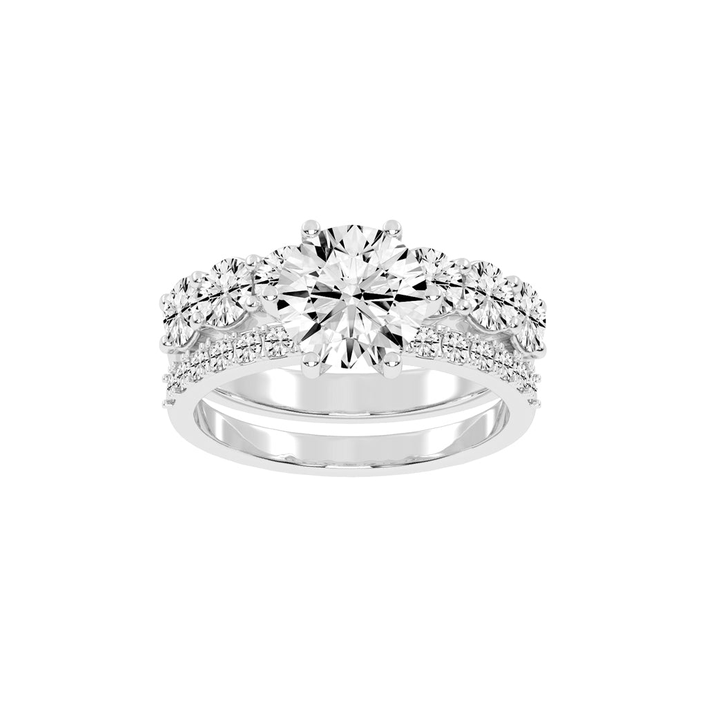 Diamond Blossom Engagement  Wedding Ring Set