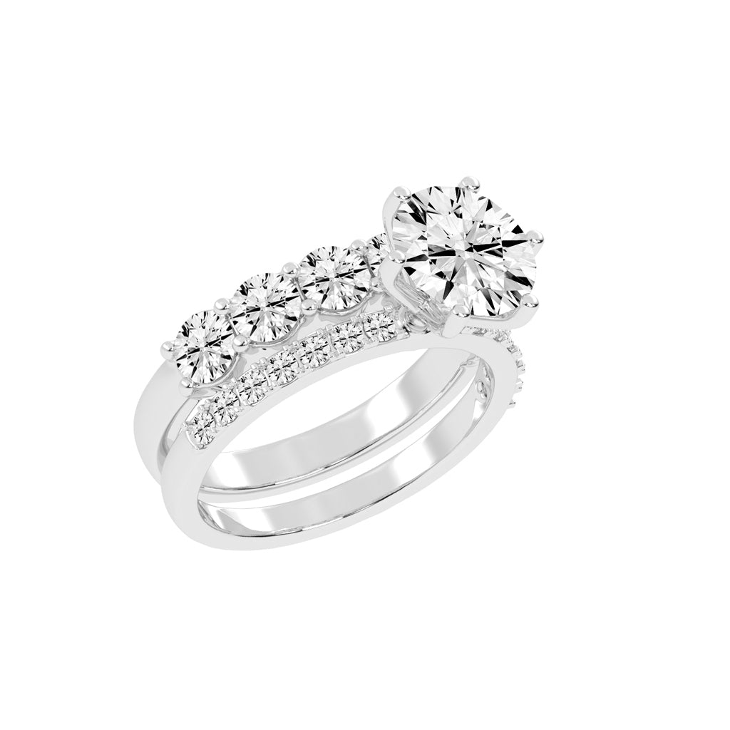 Diamond Blossom Engagement  Wedding Ring Set