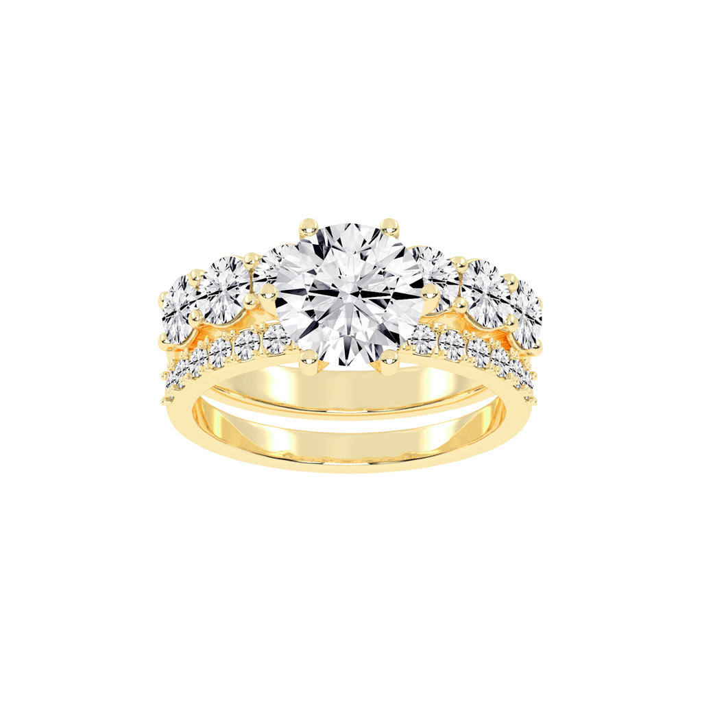 Diamond Blossom Engagement  Wedding Ring Set