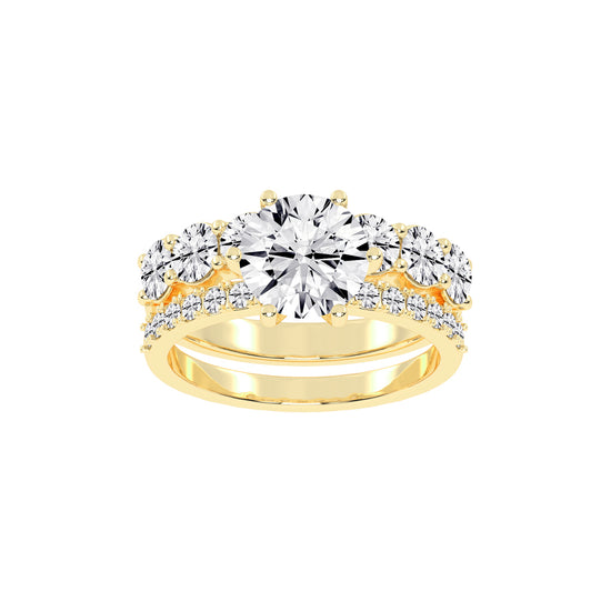 Diamond Blossom Engagement  Wedding Ring Set