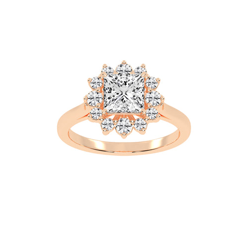 PrincessCut Diamond Floral Halo Ring