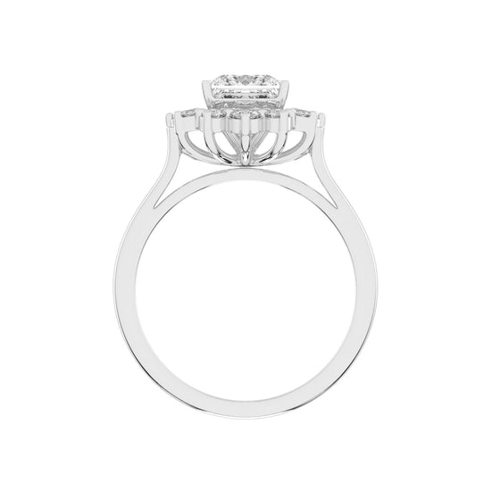 Princess-Cut Diamond Floral Halo Ring