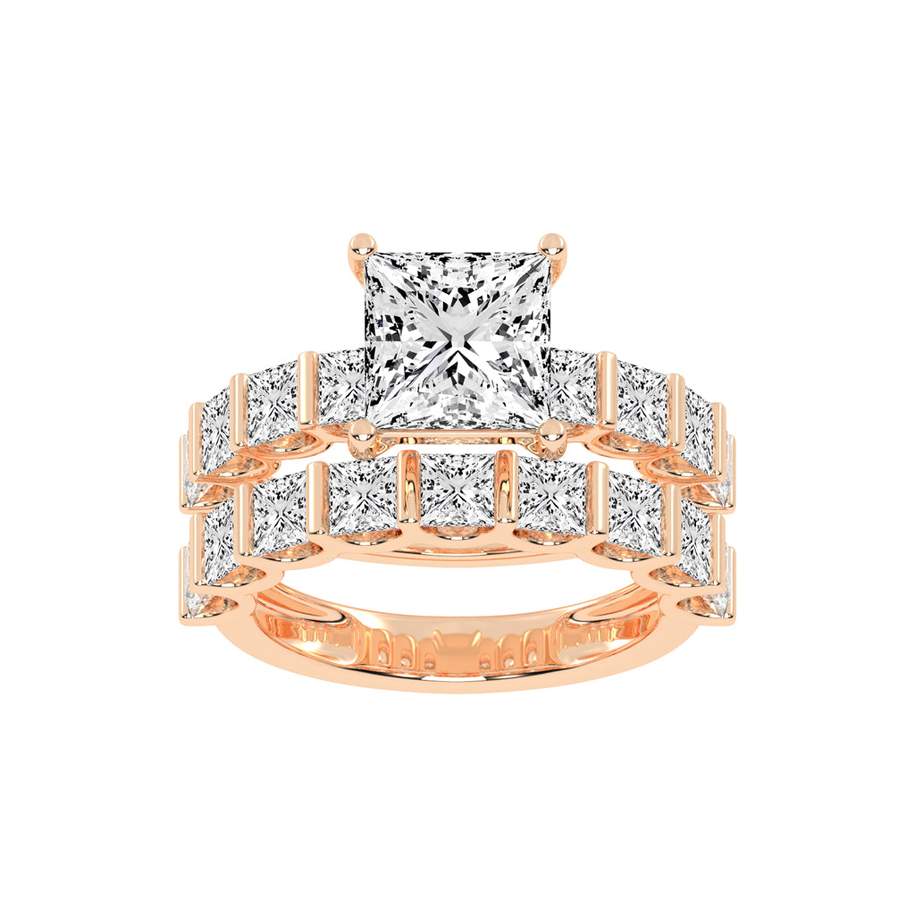 PrincessCut Diamond MultiRow Bridal Set