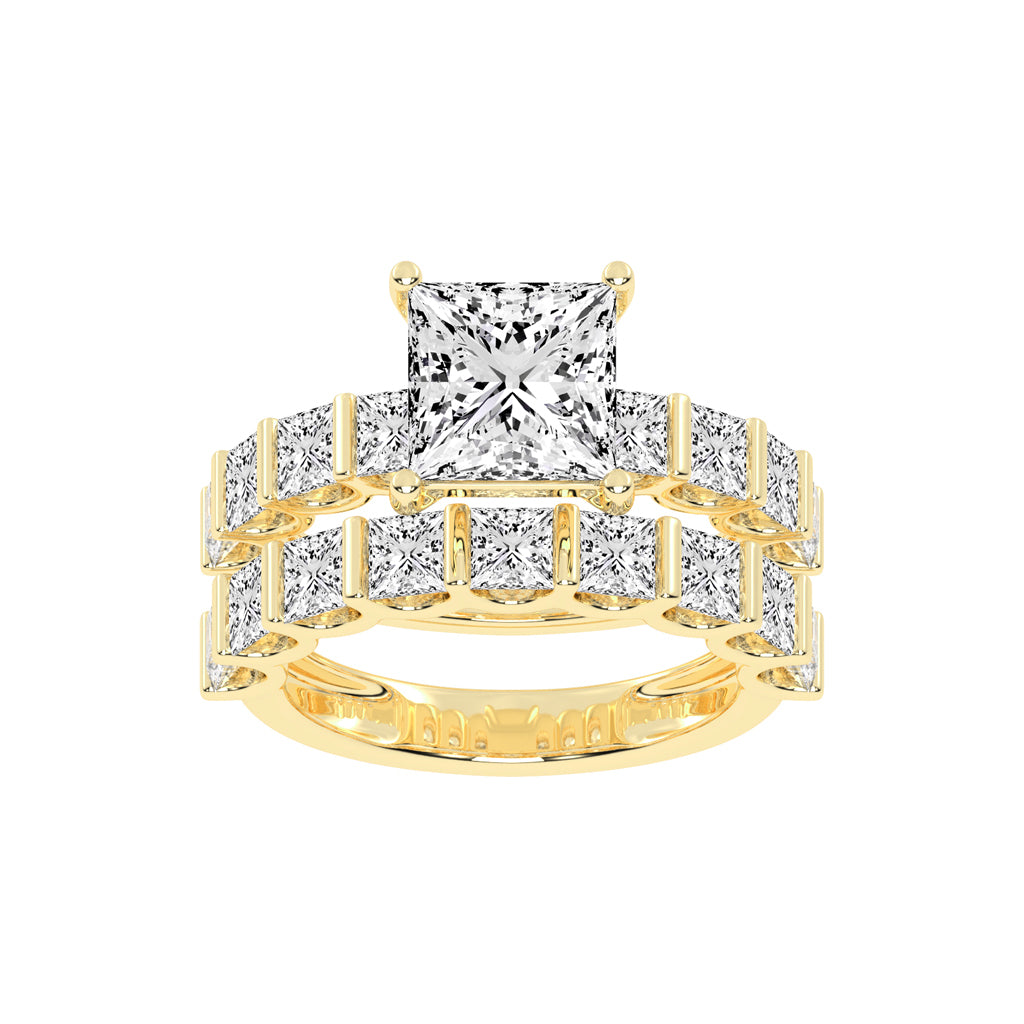 PrincessCut Diamond MultiRow Bridal Set