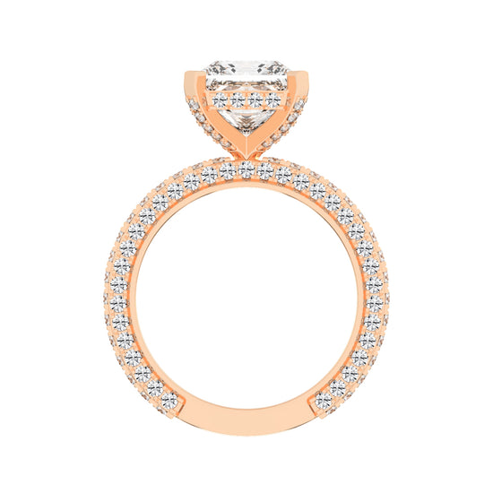 Princess-Cut Diamond Pave Engagement Ring