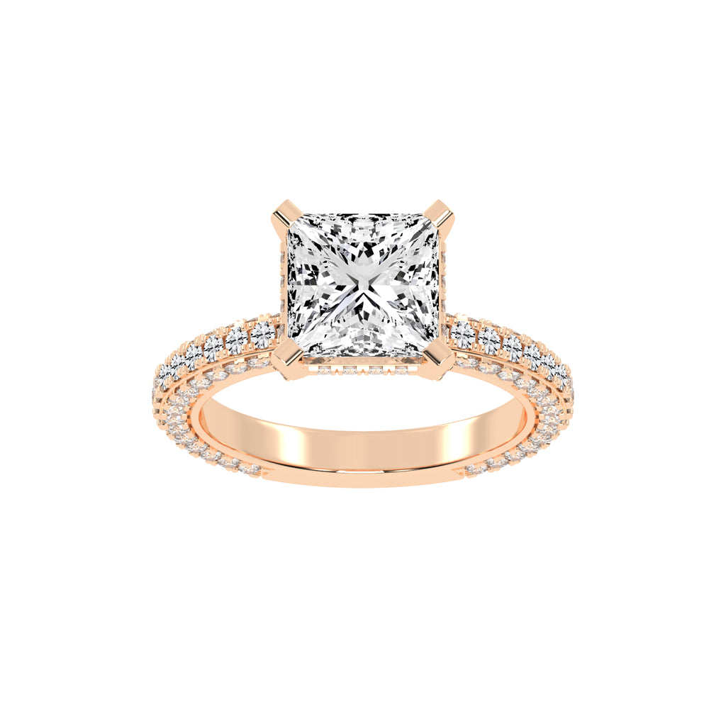 PrincessCut Diamond Pave Engagement Ring
