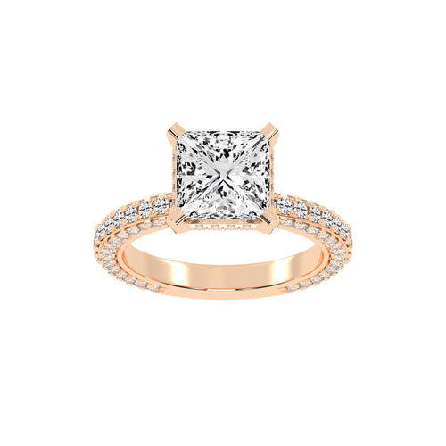 PrincessCut Diamond Pave Engagement Ring