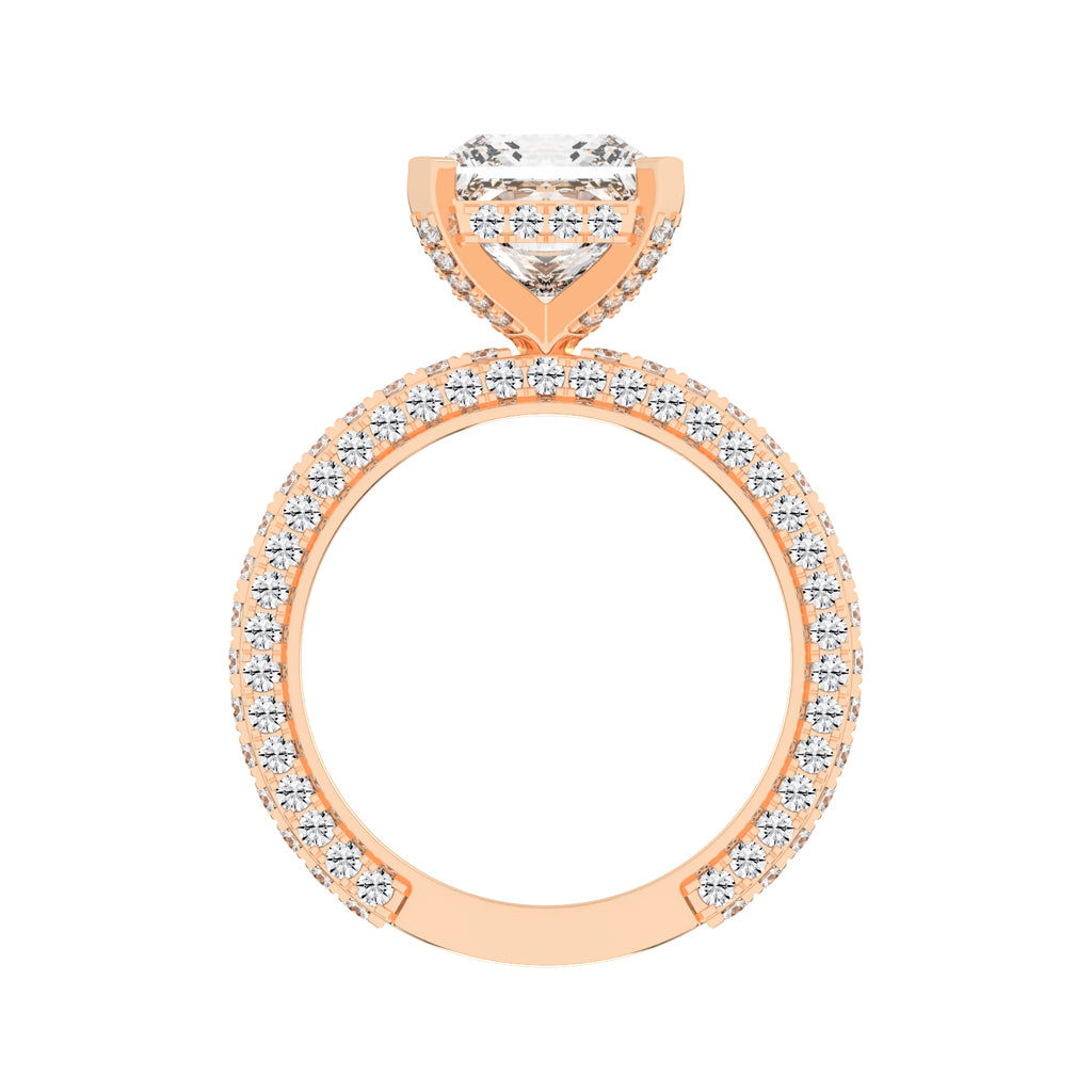 PrincessCut Diamond Pave Engagement Ring