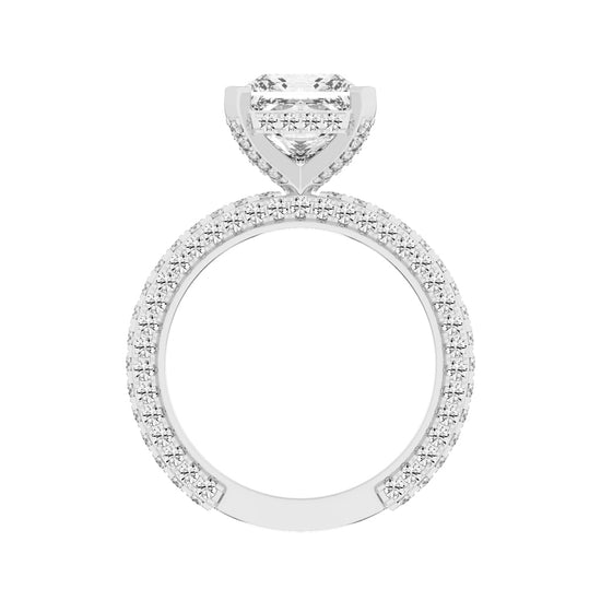 Princess-Cut Diamond Pave Engagement Ring