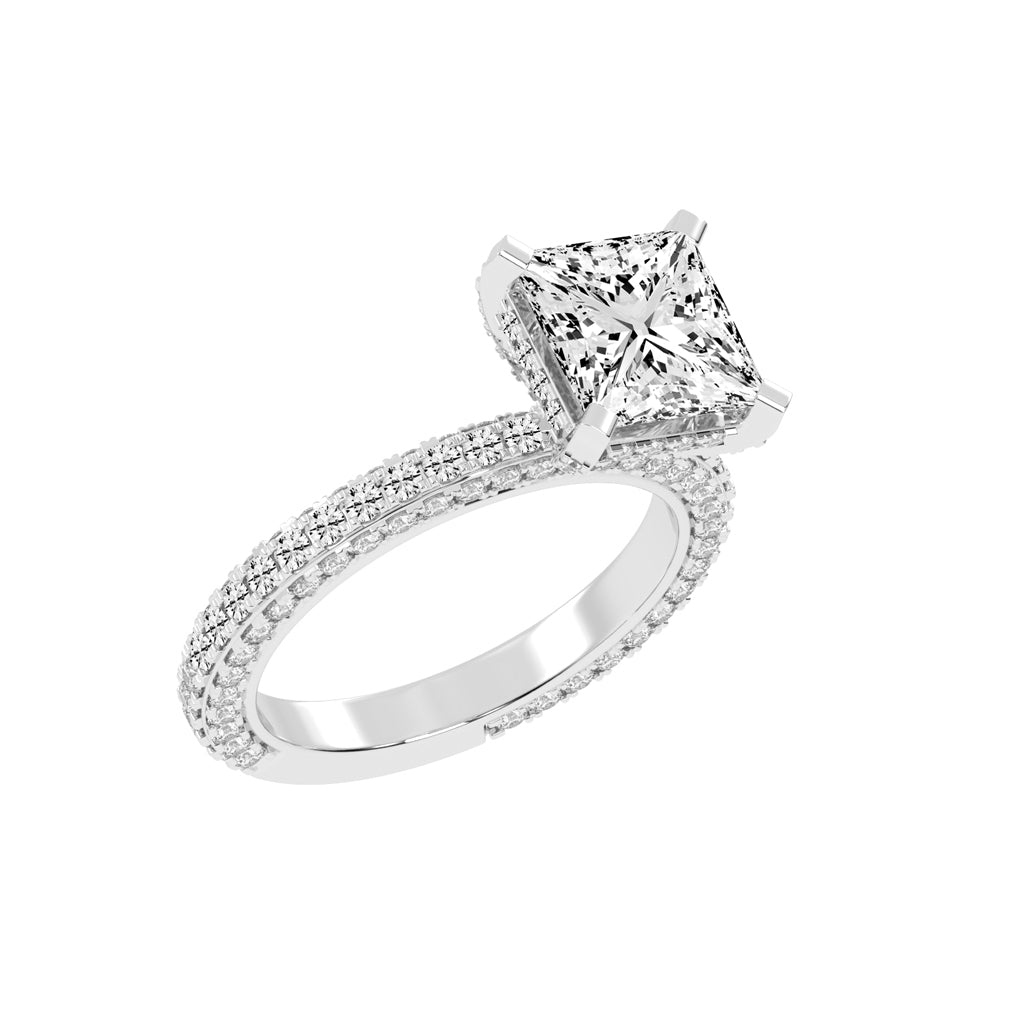 PrincessCut Diamond Pave Engagement Ring
