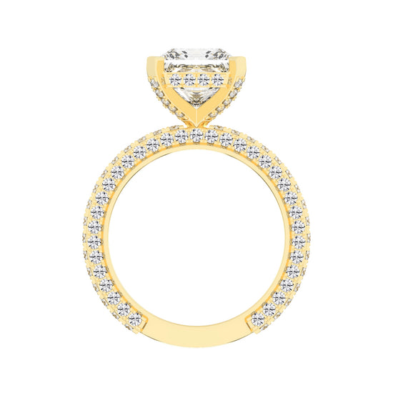 Princess-Cut Diamond Pave Engagement Ring