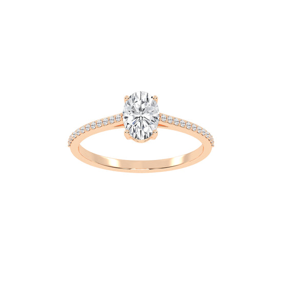 Oval Diamond Pave Band Engagement Ring