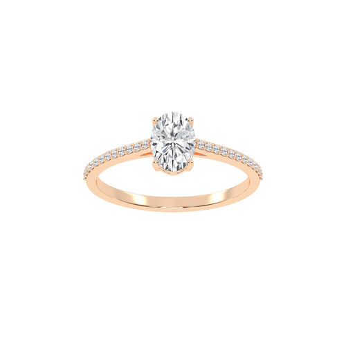 Oval Diamond Pave Band Engagement Ring