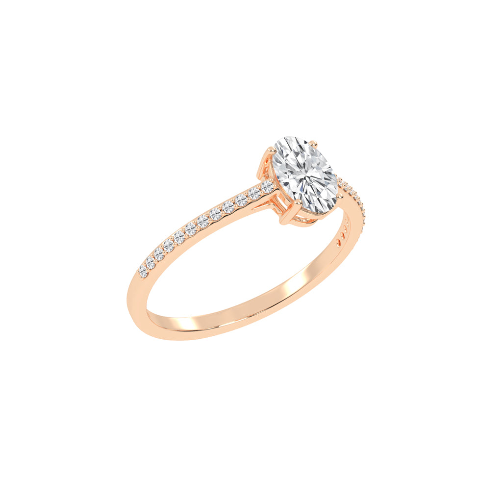 Oval Diamond Pave Band Engagement Ring