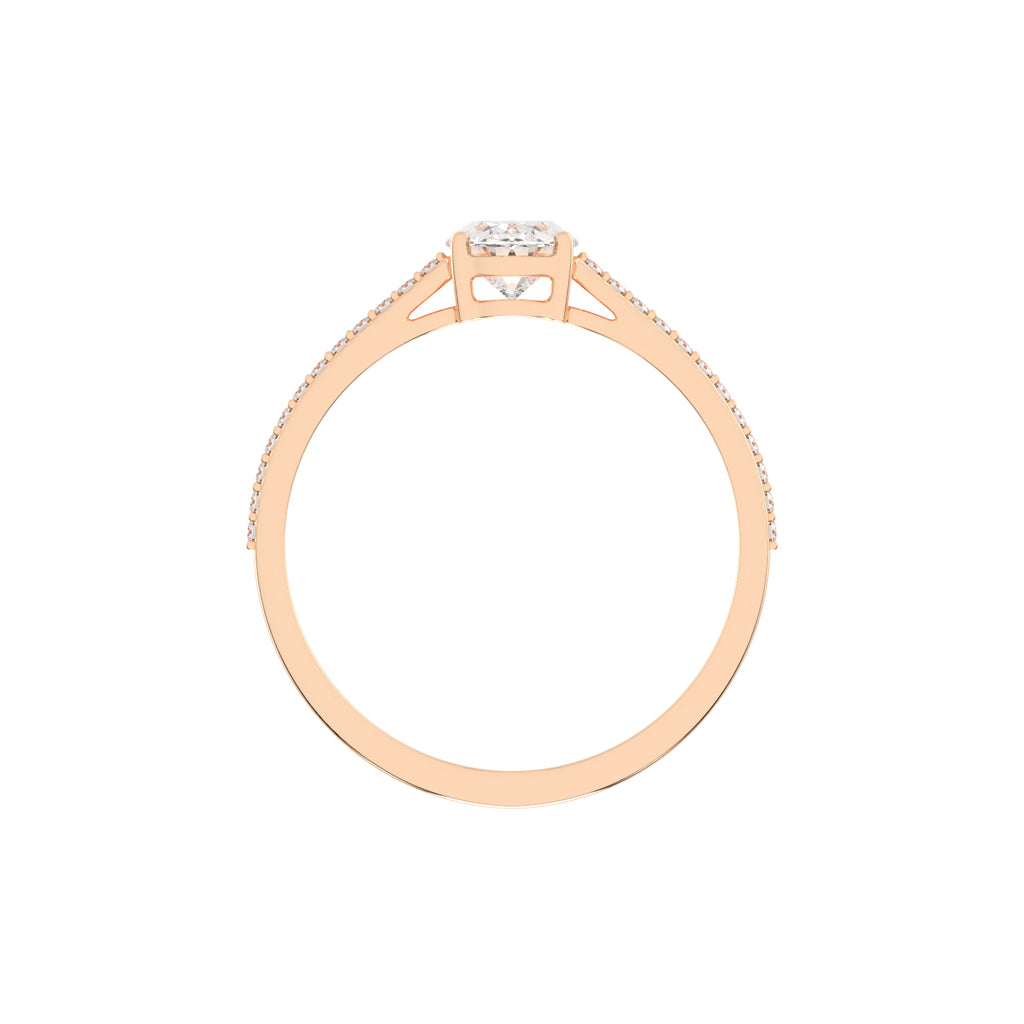 Oval Diamond Pave Band Engagement Ring