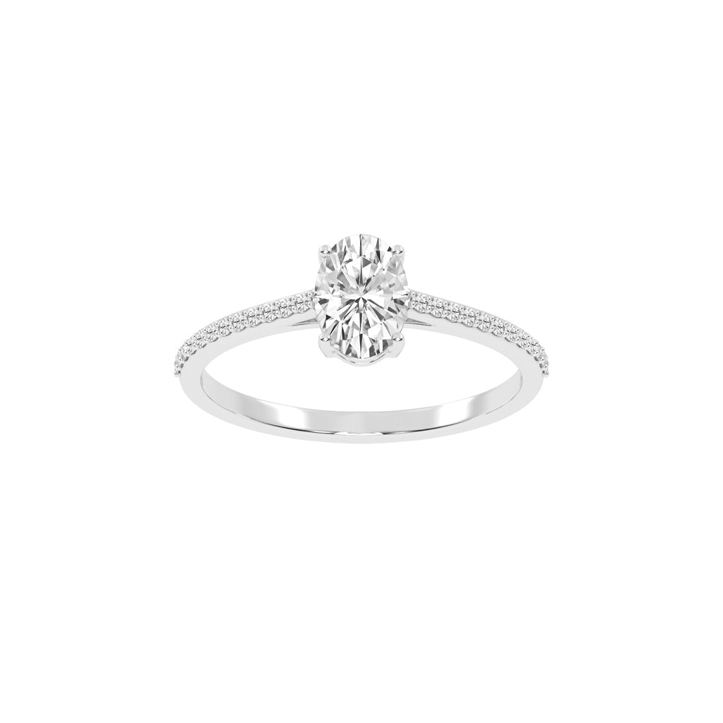 Oval Diamond Pave Band Engagement Ring