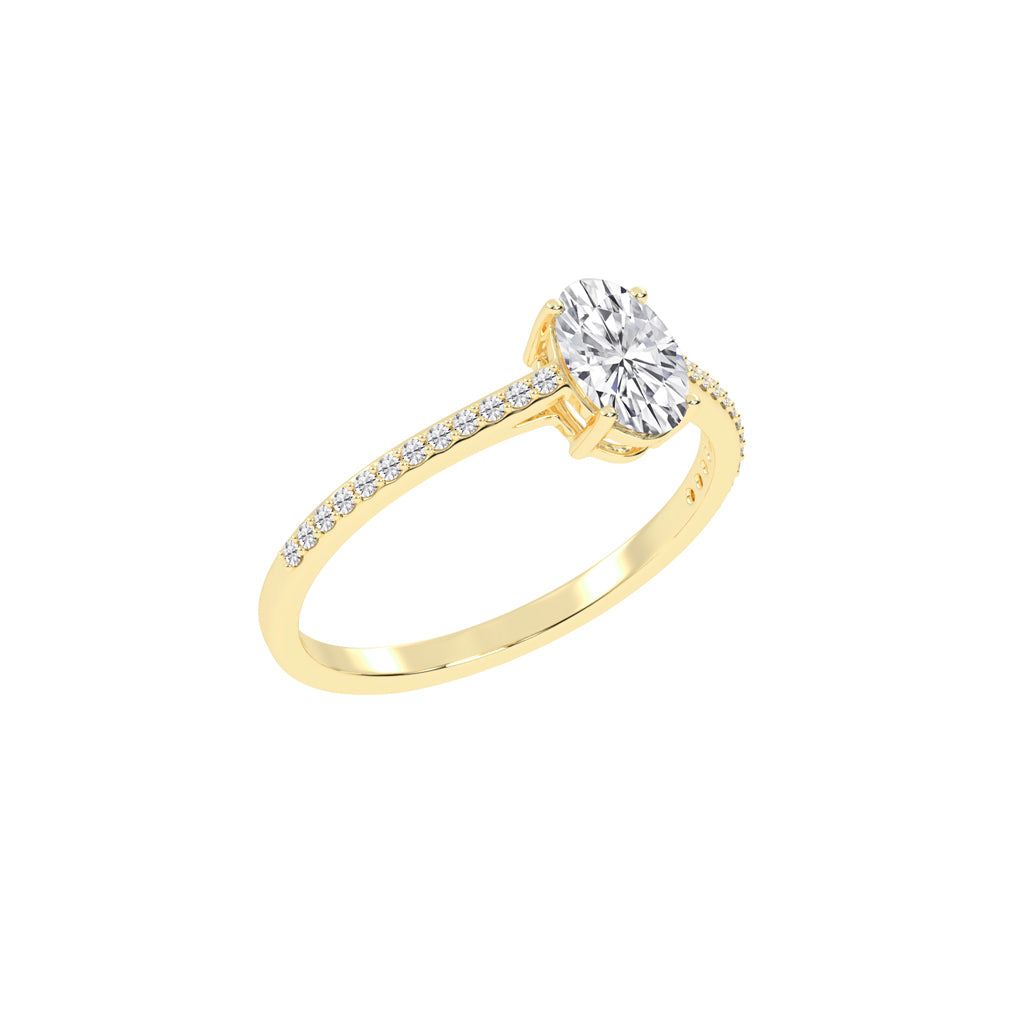Oval Diamond Pave Band Engagement Ring